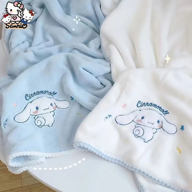 2-Pack Sanrio UltraSoft Coral Fleece Towel Set - Quick-Dry Bath & Hair Towels with Cute Anime Characters, Plush Light Blue Bath Towels for s & Adults, Machine Washable Coral Fleece, Dual-Use for Home Bathroom, Spa, Travel - Ideal Gift for Sanrio Fan