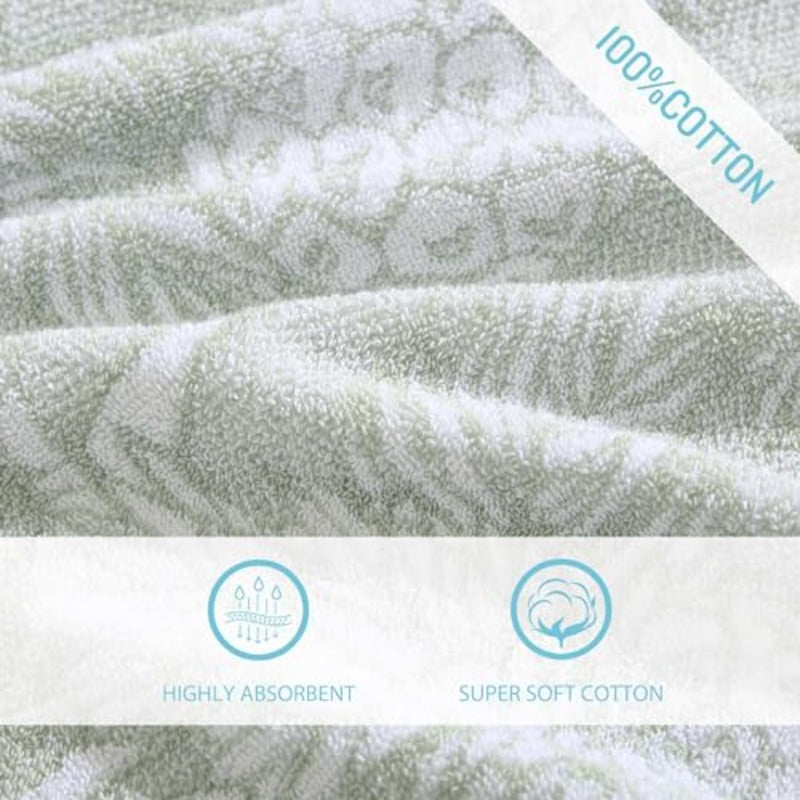 Bath Towels 100% Soft and Absorbent with Yarn-Dyed Loops Medium Weight Bathroom Towels Pineapple Venture Green 6pcs