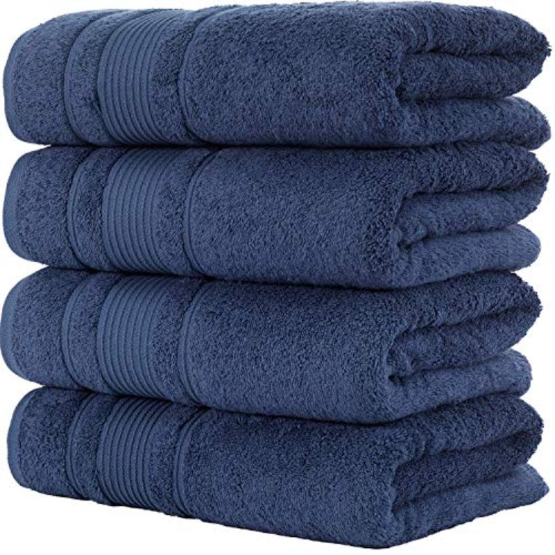 4pcs Bath Towels Set 100% Turkish Premium Quality Towels for Bathroom Quick Dry Soft and Absorbent Turkish Towel Set Includes 4 Bath Towels Navy Blue