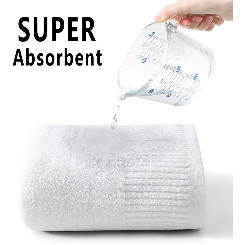 YTYC 27. 5x55 Inches Luxury Bath Towels Set of 6 Large 100 Percent 650GSM Super Absorbent Soft Shower Towels for Bathroom White 6pcs