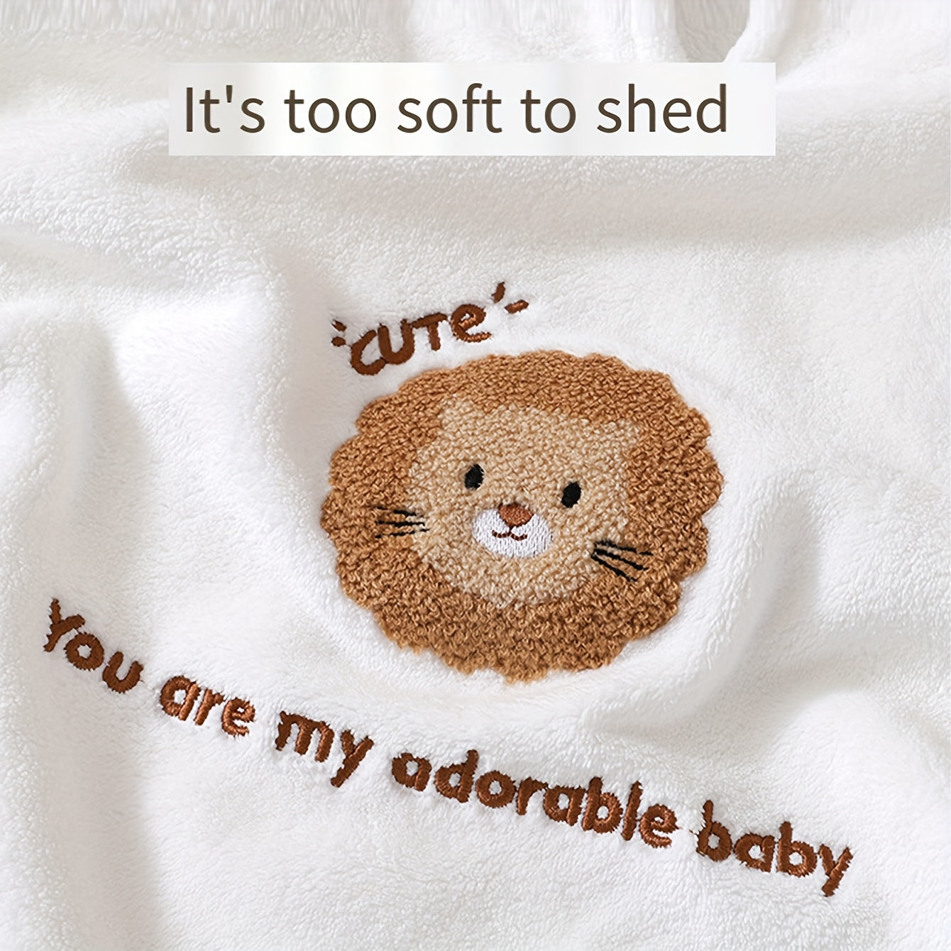 Adorable White Animal-Themed Hooded Bath Towel for Children, Measuring 23.6\