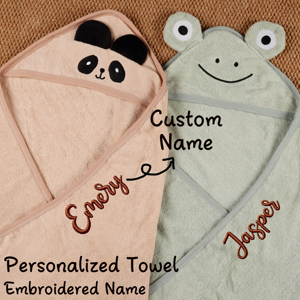 1pc Personalized Towel with Embroidered Name, Cartoon-Themed,Versatile Oversized Bath Towel, Beach Towel, Hooded Bath Towel, Perfect for Spa and Pool Leisure, Ideal for Family Use, Travel, and Hotel Settings. New Year Gifts, Easter Gifts