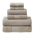 6pcs 100% Combed Towel Set Suitable for Bath & Spa - Retro Cobblestone Jacquard Bath Sheets & Hand Towels, Luxury Yarn for Sensitive Skin, for or Commercial Use