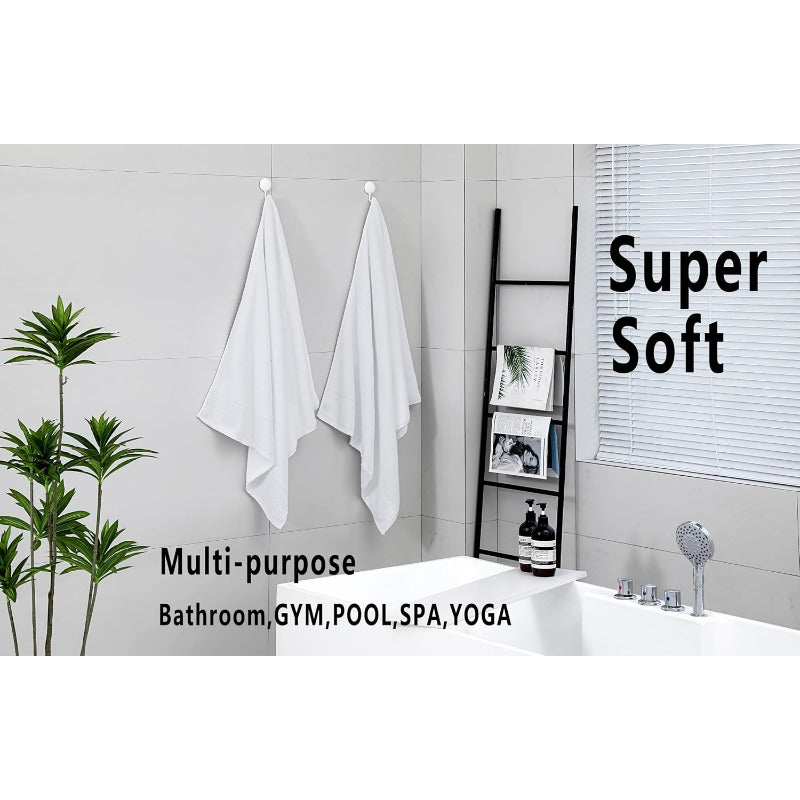 YTYC 27. 5x55 Inches Luxury Bath Towels Set of 6 Large 100 Percent 650GSM Super Absorbent Soft Shower Towels for Bathroom White 6pcs