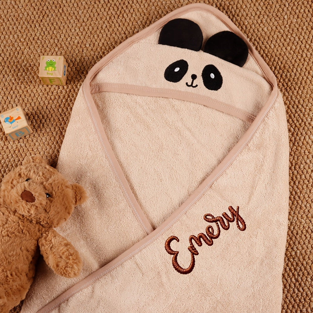 1pc Personalized Towel with Embroidered Name, Cartoon-Themed,Versatile Oversized Bath Towel, Beach Towel, Hooded Bath Towel, Perfect for Spa and Pool Leisure, Ideal for Family Use, Travel, and Hotel Settings. New Year Gifts, Easter Gifts