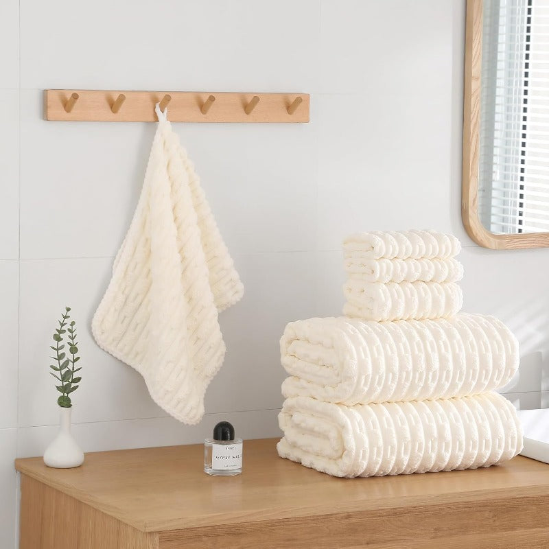 30X60 Inches Extra Large Bath Towels Sets of 6 for Bathroom Super Soft Quick Dry 2 Bath Towels 2 Hand Towels 2 Washcloth Towels Microfiber Shower White 6pcs