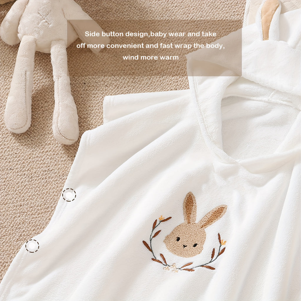 Adorable White Animal-Themed Hooded Bath Towel for Children, Measuring 23.6\
