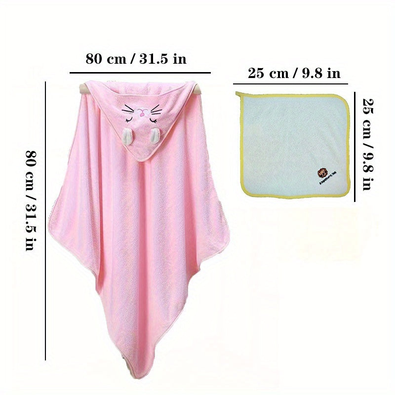 Super Soft Cat Baby Bath Towel, Suitable for Children Under 5 Years Old, with 3 Towels, Made Of High-quality Fabrics, Soft And Comfortable, Highly Absorbent, Is A Thoughtful Choice for Baby Gifts, And Is Also A Must-have Baby Product for New Parents!