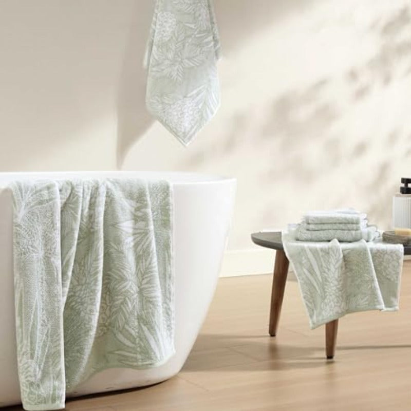 Bath Towels 100% Soft and Absorbent with Yarn-Dyed Loops Medium Weight Bathroom Towels Pineapple Venture Green 6pcs