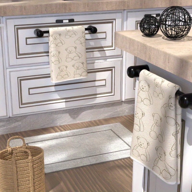 2pcs 45.2860.65inch Teddy Bear Sketch Style Bath Towel for, Cute Cartoon Design for Nursery, Soft and Bathing Accessories, Ideal for Baby Showers, Playtime, and Everyday Use, Perfect Gift for Suitable for kitchen and bathroom towels Reusable ZZTM 10