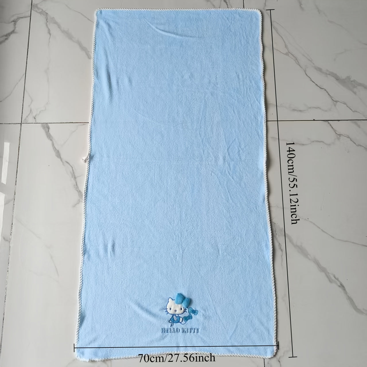 A Set of Three Sanrio Towels Themed Around for Hello Kitty, Including Bath Towels, Face Towels, And a Hair Drying Cap, All Showcasing a Three-Dimensional for Hello Kitty Design