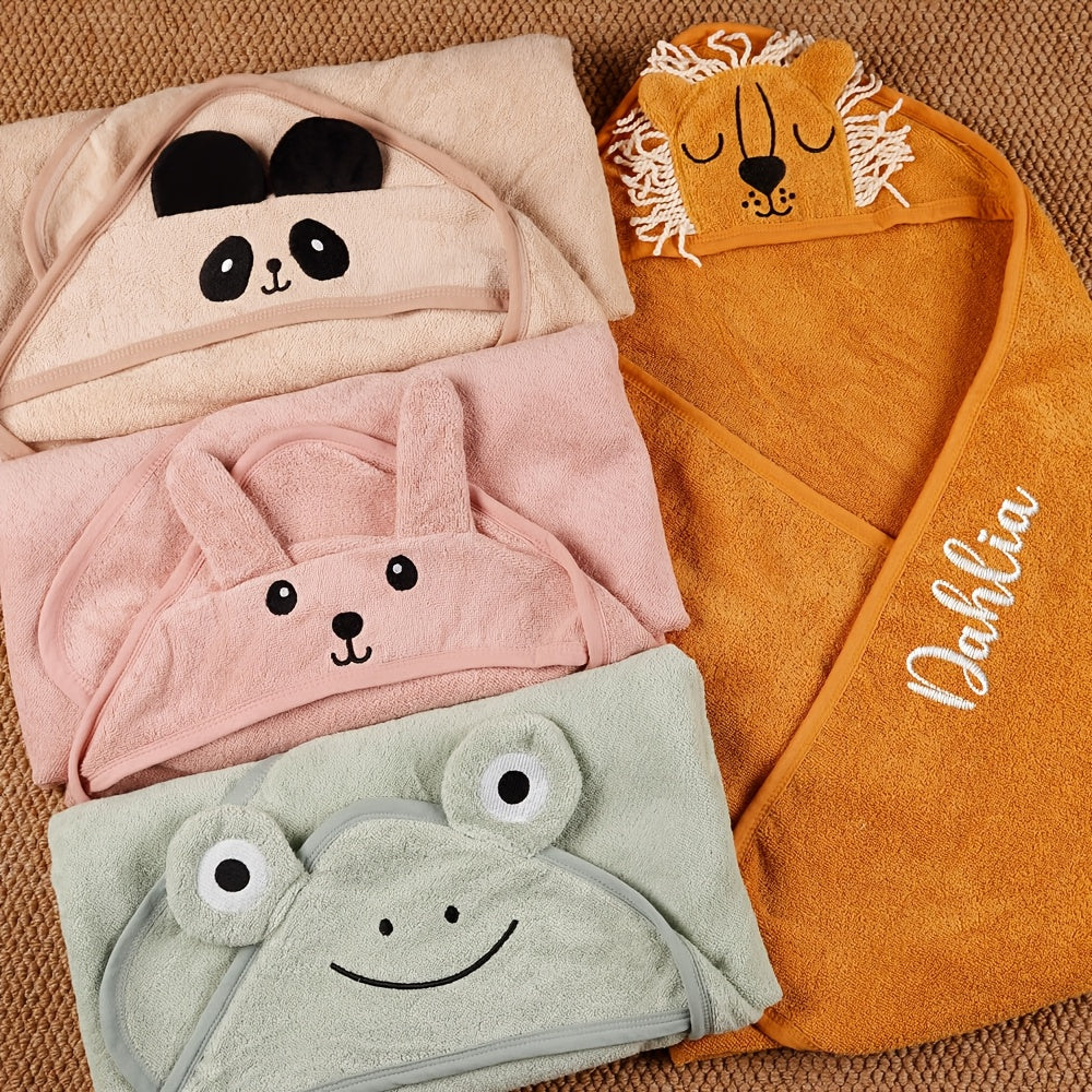 1pc Personalized Towel with Embroidered Name, Cartoon-Themed,Versatile Oversized Bath Towel, Beach Towel, Hooded Bath Towel, Perfect for Spa and Pool Leisure, Ideal for Family Use, Travel, and Hotel Settings. New Year Gifts, Easter Gifts