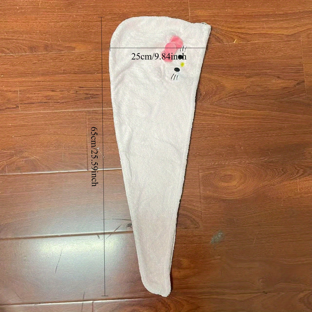 Set of Quick-Drying Bath Towels Featuring Sanrio'S Hello Kitty, Made from Soft, Water-Absorbing Fabric, Including Polyester And Nylon