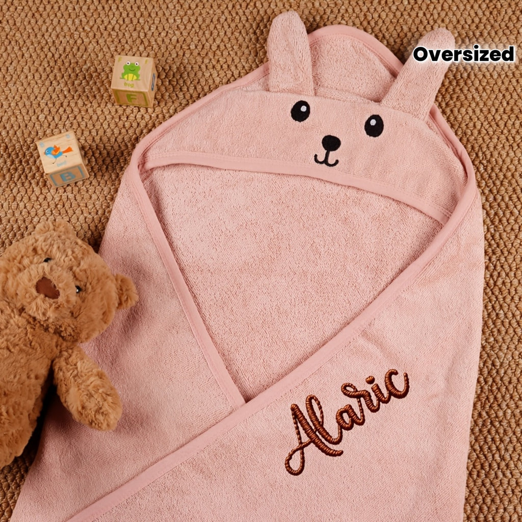 1pc Personalized Towel with Embroidered Name, Cartoon-Themed,Versatile Oversized Bath Towel, Beach Towel, Hooded Bath Towel, Perfect for Spa and Pool Leisure, Ideal for Family Use, Travel, and Hotel Settings. New Year Gifts, Easter Gifts