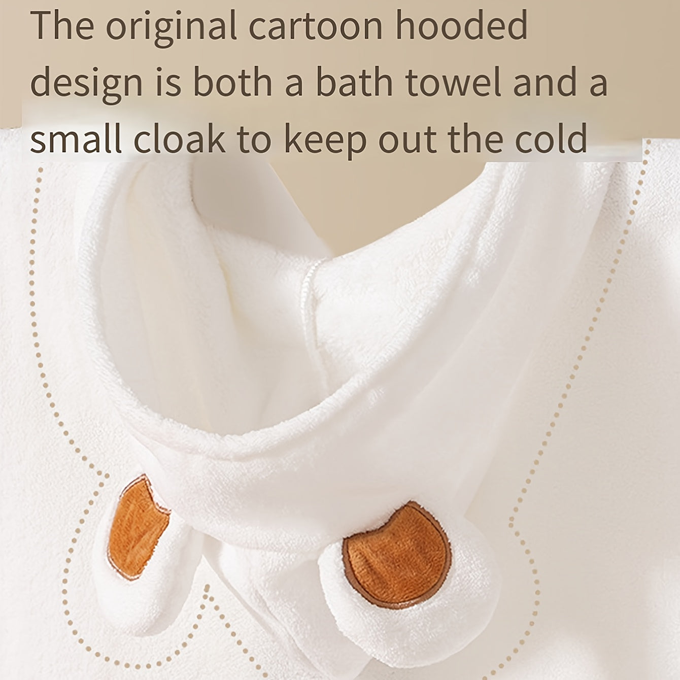 Adorable White Animal-Themed Hooded Bath Towel for Children, Measuring 23.6\