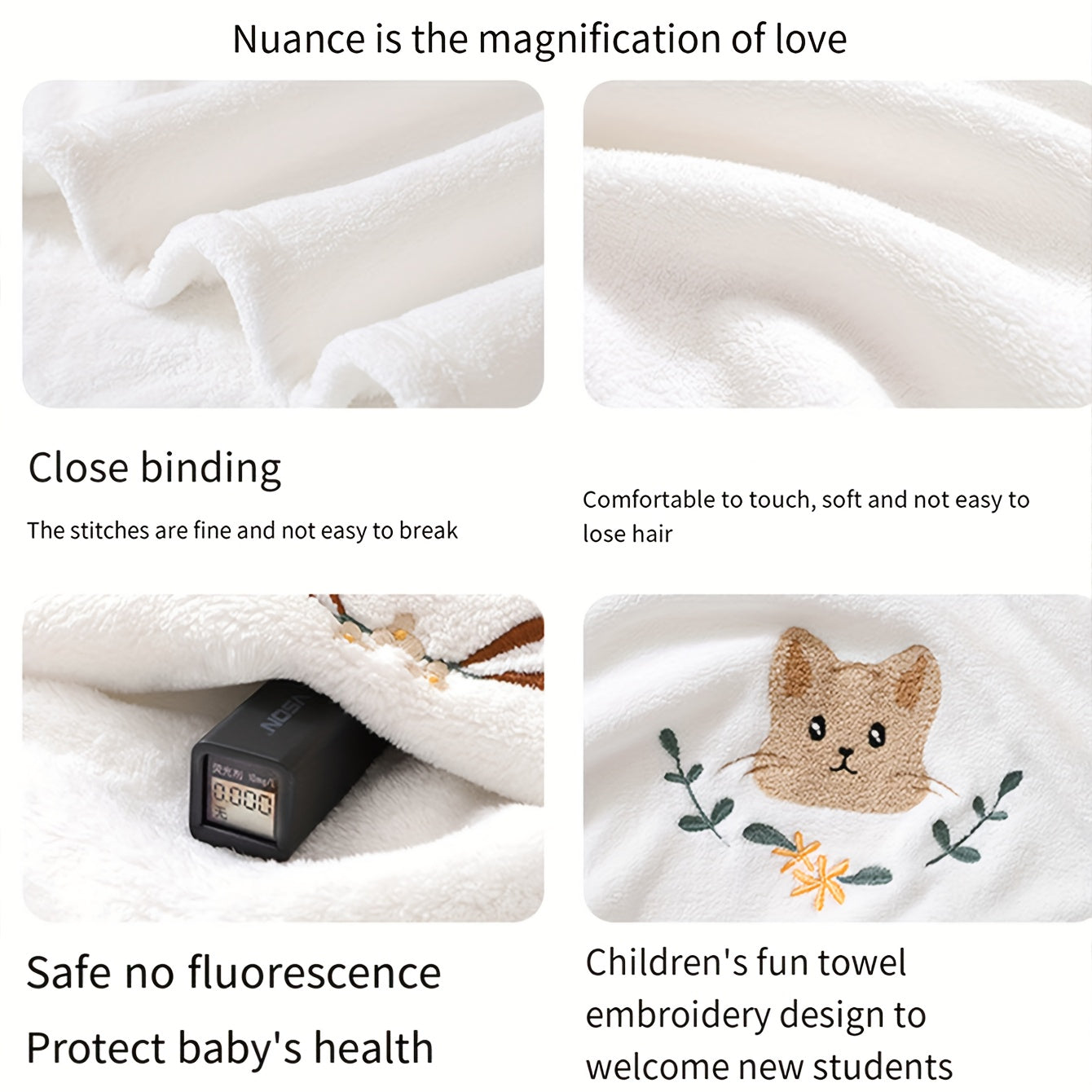 Adorable White Animal-Themed Hooded Bath Towel for Children, Measuring 23.6\