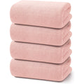REDKISS 4 Pack Pink Bath Towels 35 x 70in Extra Large Coral Fleece Bath Towel Set Super Soft Highly Absorbent Plush Bathroom Towels for Adults Quick Dry Towel Set for Spa Gym Travel