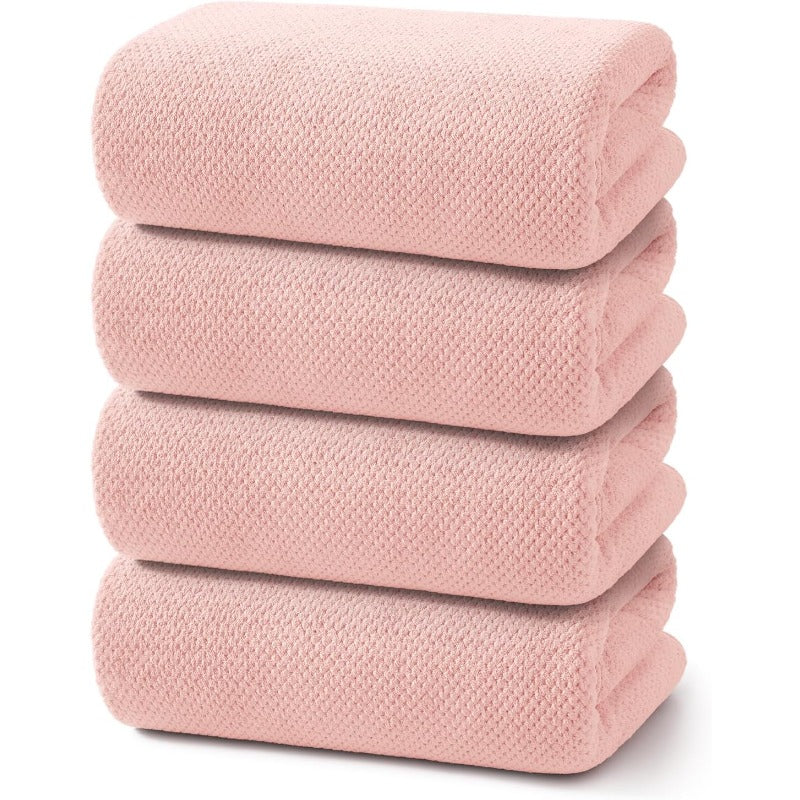 REDKISS 4 Pack Pink Bath Towels 35 x 70in Extra Large Coral Fleece Bath Towel Set Super Soft Highly Absorbent Plush Bathroom Towels for Adults Quick Dry Towel Set for Spa Gym Travel