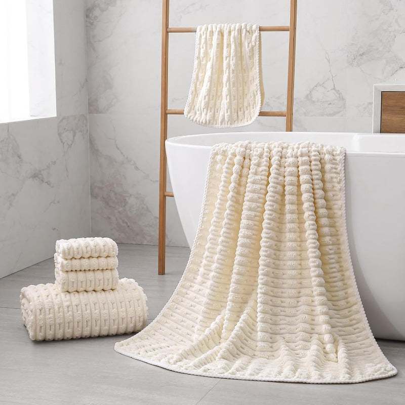 30X60 Inches Extra Large Bath Towels Sets of 6 for Bathroom Super Soft Quick Dry 2 Bath Towels 2 Hand Towels 2 Washcloth Towels Microfiber Shower White 6pcs