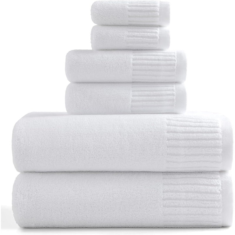 YTYC 27. 5x55 Inches Luxury Bath Towels Set of 6 Large 100 Percent 650GSM Super Absorbent Soft Shower Towels for Bathroom White 6pcs