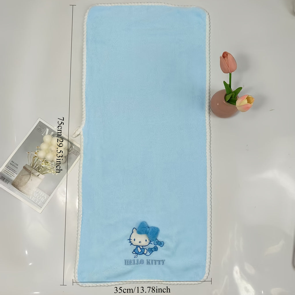 A Set of Three Sanrio Towels Themed Around for Hello Kitty, Including Bath Towels, Face Towels, And a Hair Drying Cap, All Showcasing a Three-Dimensional for Hello Kitty Design