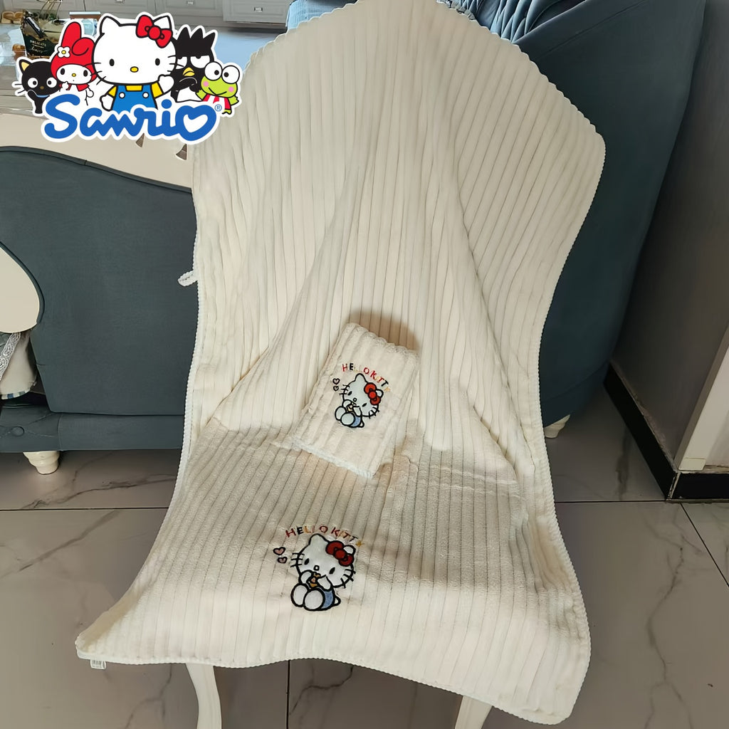 2pcs Set Sanrio Genuine Hello Kitty Bath Towels - Cute Y2K Hello Kitty Face & Name Print, Thick Soft Quick-Dry Absorbent Towels for, &, for home, Travel, Spa ( Bath Accessory)