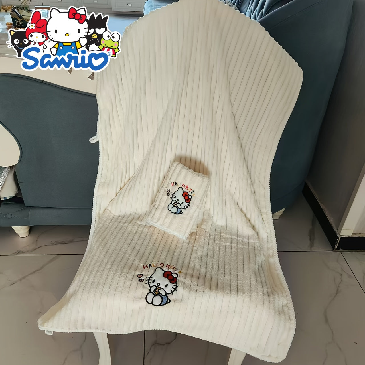 2pcs Set Sanrio Genuine Hello Kitty Bath Towels - Cute Y2K Hello Kitty Face & Name Print, Thick Soft Quick-Dry Absorbent Towels for, &, for home, Travel, Spa ( Bath Accessory)