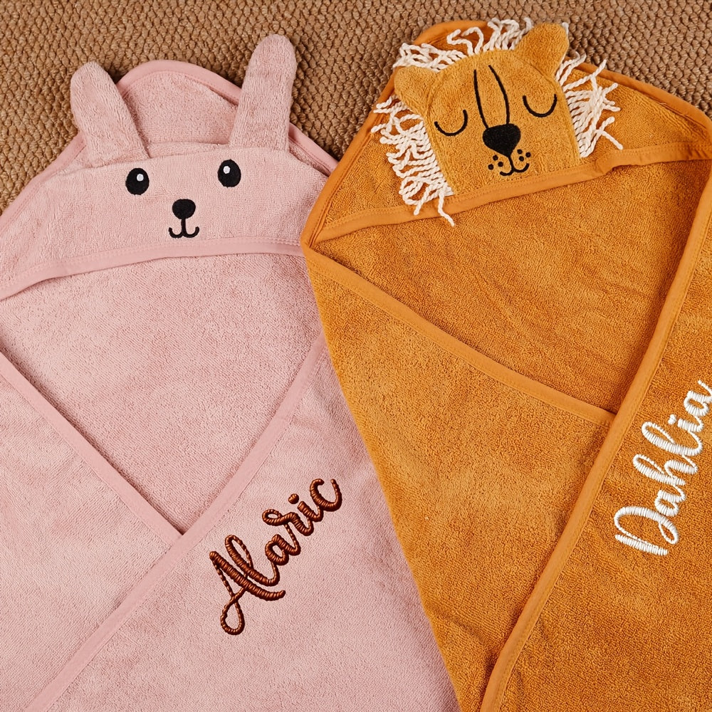 1pc Personalized Towel with Embroidered Name, Cartoon-Themed,Versatile Oversized Bath Towel, Beach Towel, Hooded Bath Towel, Perfect for Spa and Pool Leisure, Ideal for Family Use, Travel, and Hotel Settings. New Year Gifts, Easter Gifts