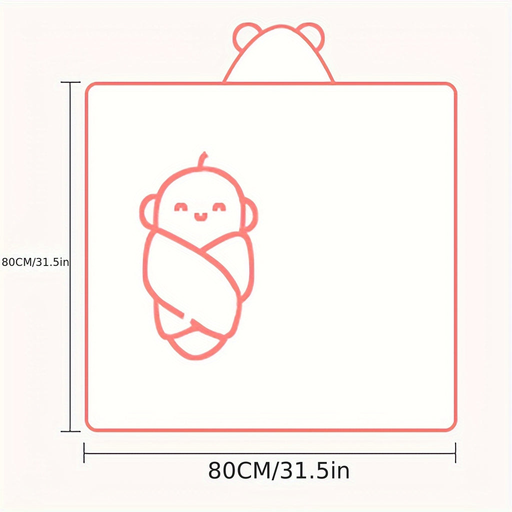 Baby Coral Cartoon Hooded Bath Towel Set of 2, Gray Elephant and White Bear Design