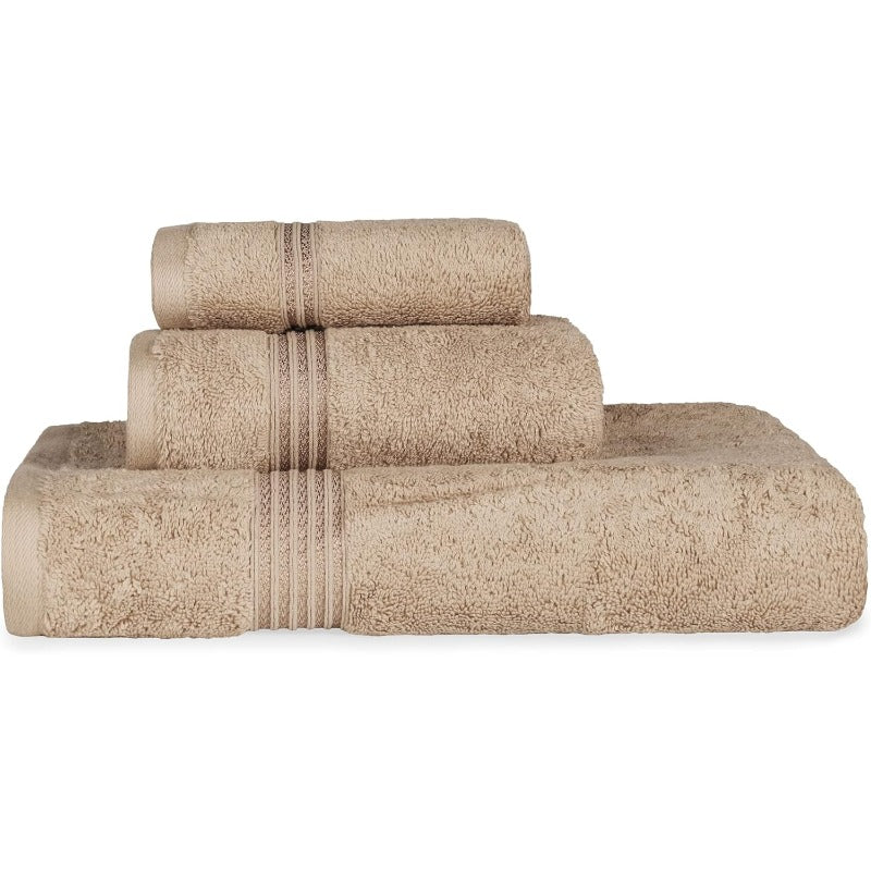 3pcs Egyptian Towel Set Suitable for Bathroom - Retro Taupe Quick-Dry Towels with Face, Hand & Bath Towel + Washcloth, Minimalist Egyptian-Themed Decor for Home, Guest Bath, Shower (No)
