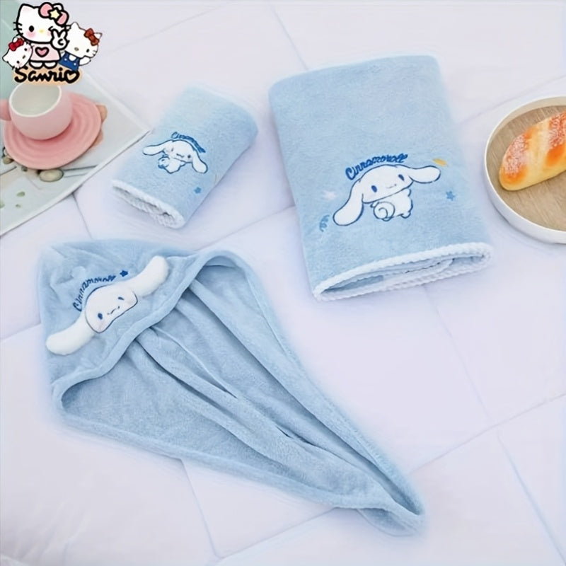 2-Pack Sanrio UltraSoft Coral Fleece Towel Set - Quick-Dry Bath & Hair Towels with Cute Anime Characters, Plush Light Blue Bath Towels for s & Adults, Machine Washable Coral Fleece, Dual-Use for Home Bathroom, Spa, Travel - Ideal Gift for Sanrio Fan
