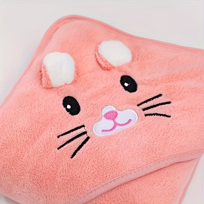 Cartoon Bunny Baby Bath Towel - 31.5 X 31.5 Inches, Comes with 3 Towels, Highly Absorbent, Good Warmth Retention, Easy to Clean, Animal Designed Baby Products, Toddler Bath Towels, Baby Essentials for New Parents, Christmas And Halloween Gifts