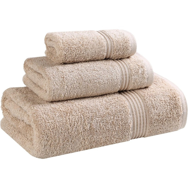 3pcs Egyptian Towel Set Suitable for Bathroom - Retro Taupe Quick-Dry Towels with Face, Hand & Bath Towel + Washcloth, Minimalist Egyptian-Themed Decor for Home, Guest Bath, Shower (No)