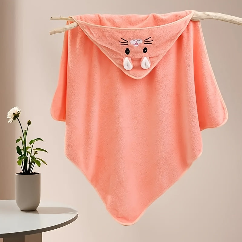 Cartoon Bunny Baby Bath Towel - 31.5 X 31.5 Inches, Comes with 3 Towels, Highly Absorbent, Good Warmth Retention, Easy to Clean, Animal Designed Baby Products, Toddler Bath Towels, Baby Essentials for New Parents, Christmas And Halloween Gifts