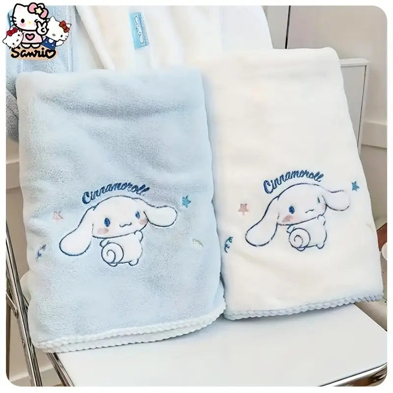 2-Pack Sanrio UltraSoft Coral Fleece Towel Set - Quick-Dry Bath & Hair Towels with Cute Anime Characters, Plush Light Blue Bath Towels for s & Adults, Machine Washable Coral Fleece, Dual-Use for Home Bathroom, Spa, Travel - Ideal Gift for Sanrio Fan