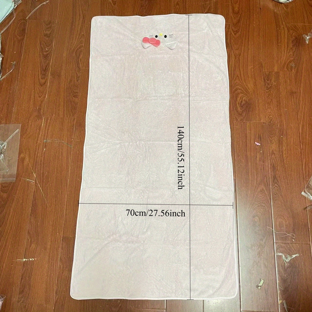 Set of Quick-Drying Bath Towels Featuring Sanrio'S Hello Kitty, Made from Soft, Water-Absorbing Fabric, Including Polyester And Nylon