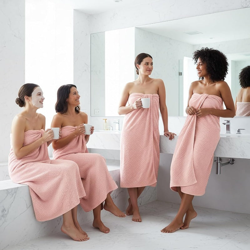 REDKISS 4 Pack Pink Bath Towels 35 x 70in Extra Large Coral Fleece Bath Towel Set Super Soft Highly Absorbent Plush Bathroom Towels for Adults Quick Dry Towel Set for Spa Gym Travel