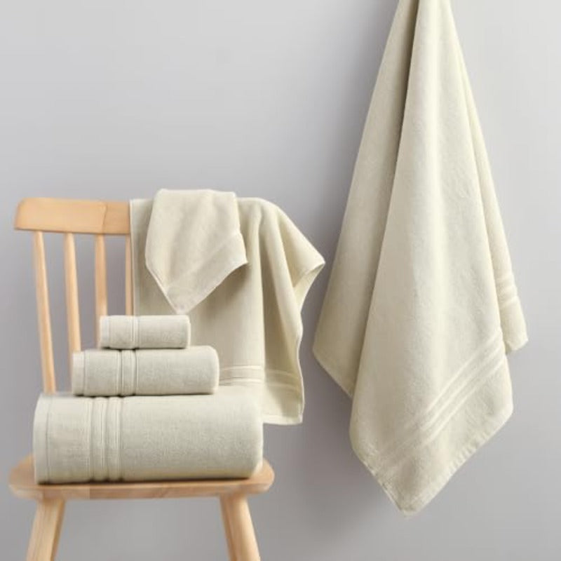 Beige Towels Set 6pcs Towel Sets with 2 Bath Towels 2 Hand 2 Washcloths 650GSM Hotel Quality Soft Highly Absorbent Towels for Bathroom Gym Ideal Everyday Use