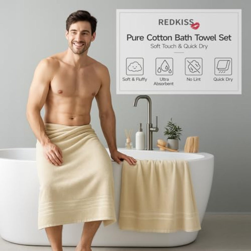 Beige Towels Set 6pcs Towel Sets with 2 Bath Towels 2 Hand 2 Washcloths 650GSM Hotel Quality Soft Highly Absorbent Towels for Bathroom Gym Ideal Everyday Use