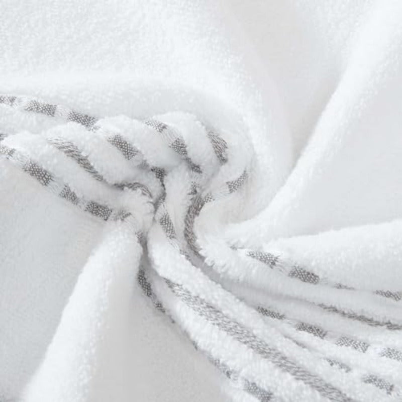 Towel Set Highly Absorbent Premium Towels with Embroidered Hem Details Tropical Inspired Design Oeko-Tex Certified Cliff Side Grey 3pcs