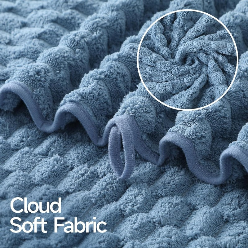 Microfiber Bath Towels Set of 4-27x55 Inch Large Waffle Bath Towels for Body Highly Absorbent Super Soft Lint Free Fluffy Shower Towel for Bathroom Gym Lightweight Towel Set Blue and Gray