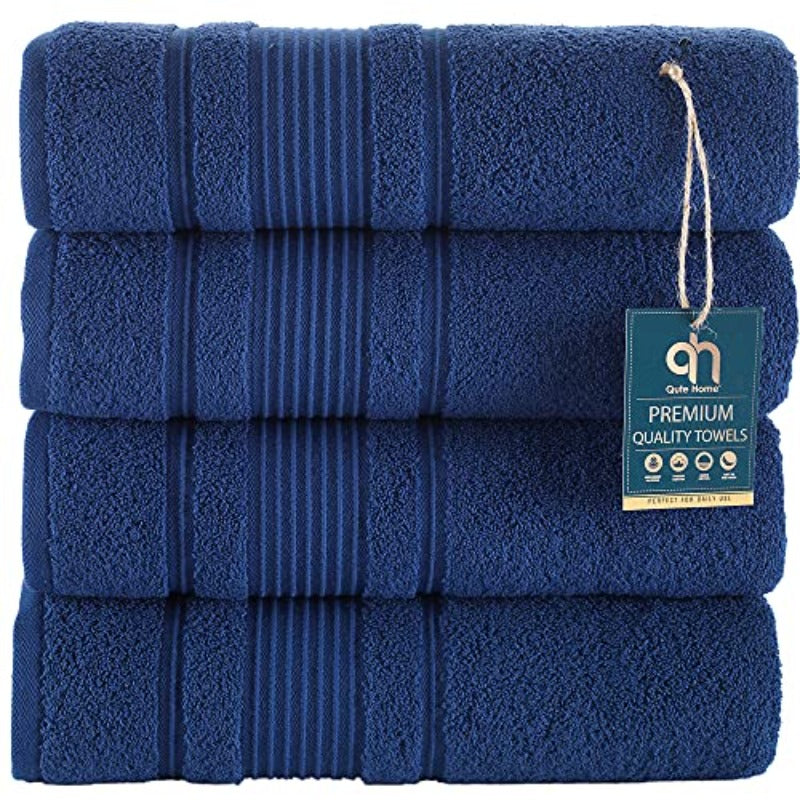 4pcs Bath Towels Set 100% Turkish Premium Quality Towels for Bathroom Quick Dry Soft and Absorbent Turkish Towel Set Includes 4 Bath Towels Navy Blue