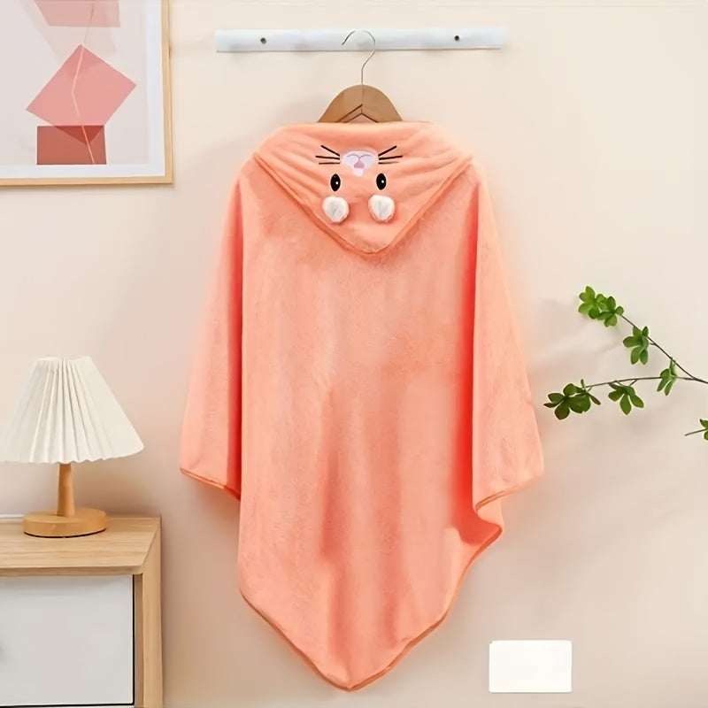 Cartoon Bunny Baby Bath Towel - 31.5 X 31.5 Inches, Comes with 3 Towels, Highly Absorbent, Good Warmth Retention, Easy to Clean, Animal Designed Baby Products, Toddler Bath Towels, Baby Essentials for New Parents, Christmas And Halloween Gifts