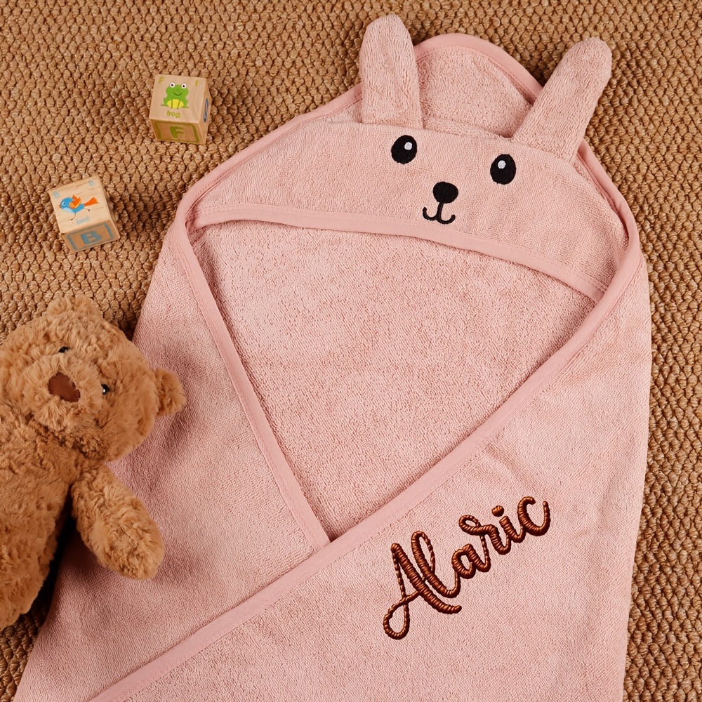 1pc Personalized Towel with Embroidered Name, Cartoon-Themed,Versatile Oversized Bath Towel, Beach Towel, Hooded Bath Towel, Perfect for Spa and Pool Leisure, Ideal for Family Use, Travel, and Hotel Settings. New Year Gifts, Easter Gifts
