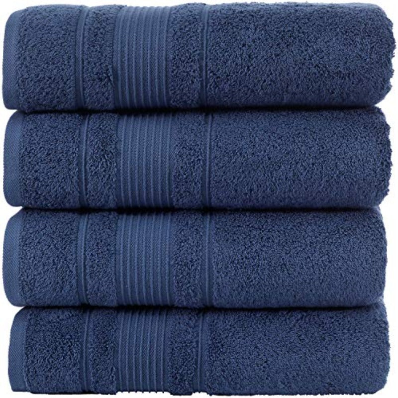4pcs Bath Towels Set 100% Turkish Premium Quality Towels for Bathroom Quick Dry Soft and Absorbent Turkish Towel Set Includes 4 Bath Towels Navy Blue