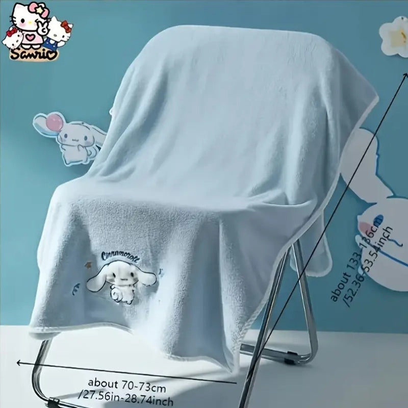 2-Pack Sanrio UltraSoft Coral Fleece Towel Set - Quick-Dry Bath & Hair Towels with Cute Anime Characters, Plush Light Blue Bath Towels for s & Adults, Machine Washable Coral Fleece, Dual-Use for Home Bathroom, Spa, Travel - Ideal Gift for Sanrio Fan