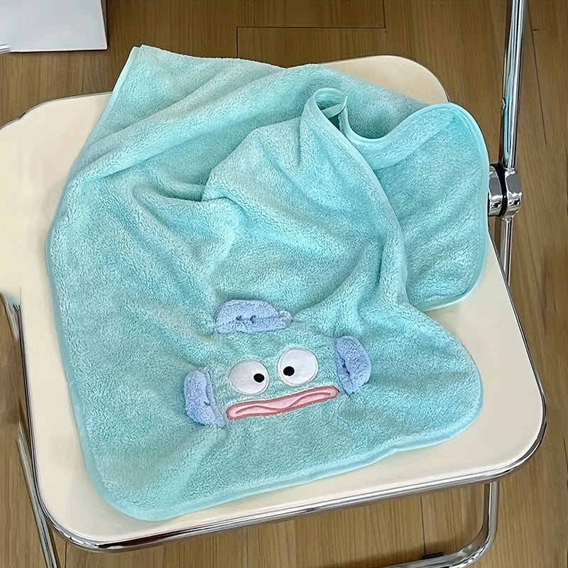 Set of 3 Hangyodon Cartoon Plush Towels And Bathing Caps - Soft, Useful, And Handy Essentials for Home Bathing, Perfect As a Holiday Gift for Everyday Bathing And Hair Drying