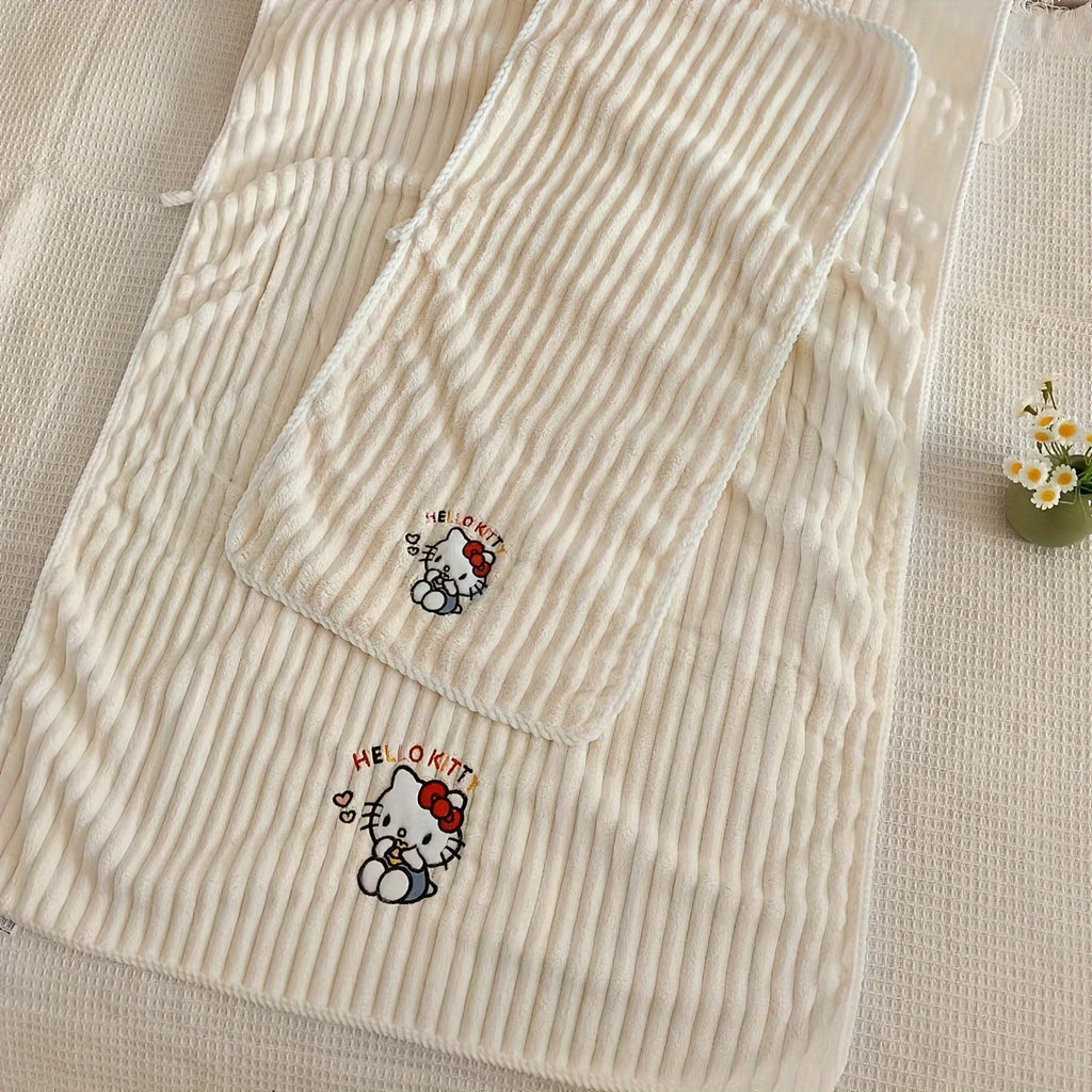 2pcs Set Sanrio Genuine Hello Kitty Bath Towels - Cute Y2K Hello Kitty Face & Name Print, Thick Soft Quick-Dry Absorbent Towels for, &, for home, Travel, Spa ( Bath Accessory)