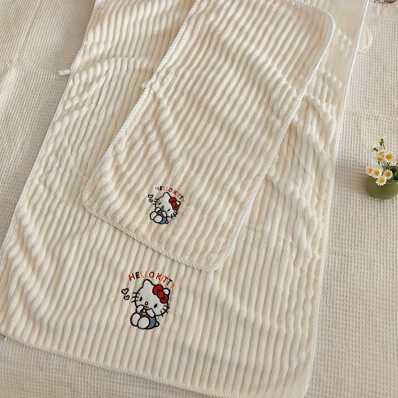 2pcs Set Sanrio Genuine Hello Kitty Bath Towels - Cute Y2K Hello Kitty Face & Name Print, Thick Soft Quick-Dry Absorbent Towels for, &, for home, Travel, Spa ( Bath Accessory)