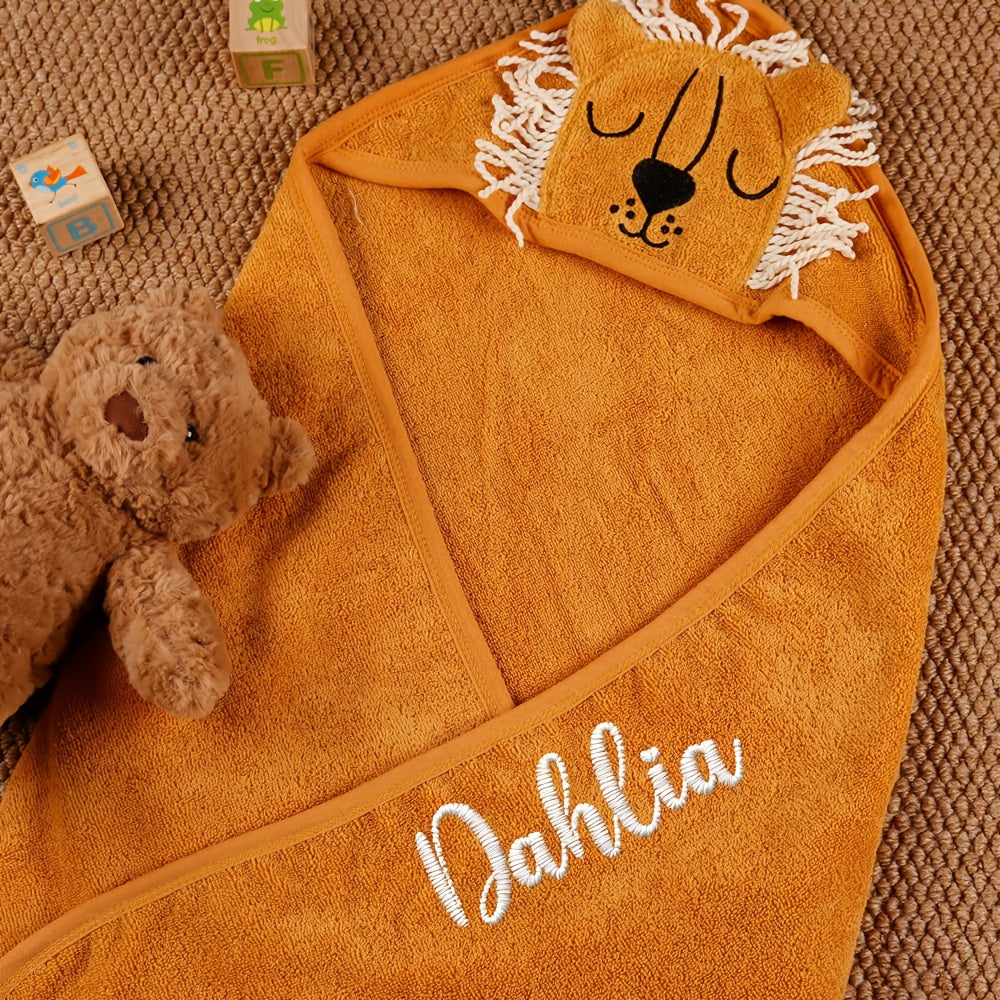 1pc Personalized Towel with Embroidered Name, Cartoon-Themed,Versatile Oversized Bath Towel, Beach Towel, Hooded Bath Towel, Perfect for Spa and Pool Leisure, Ideal for Family Use, Travel, and Hotel Settings. New Year Gifts, Easter Gifts